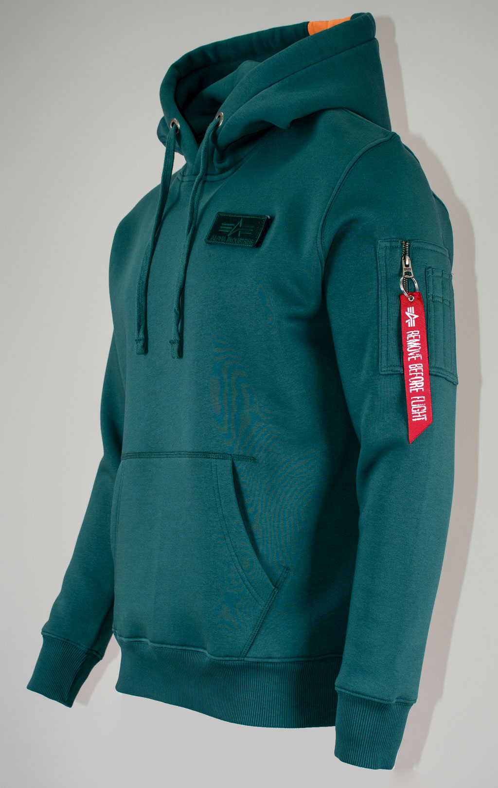Толстовка ALPHA INDUSTRIES RED STRIPE HOODY force green 