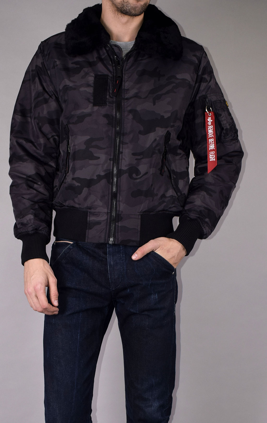 Куртка-пилот ALPHA INDUSTRIES INJECTOR-III black camo 