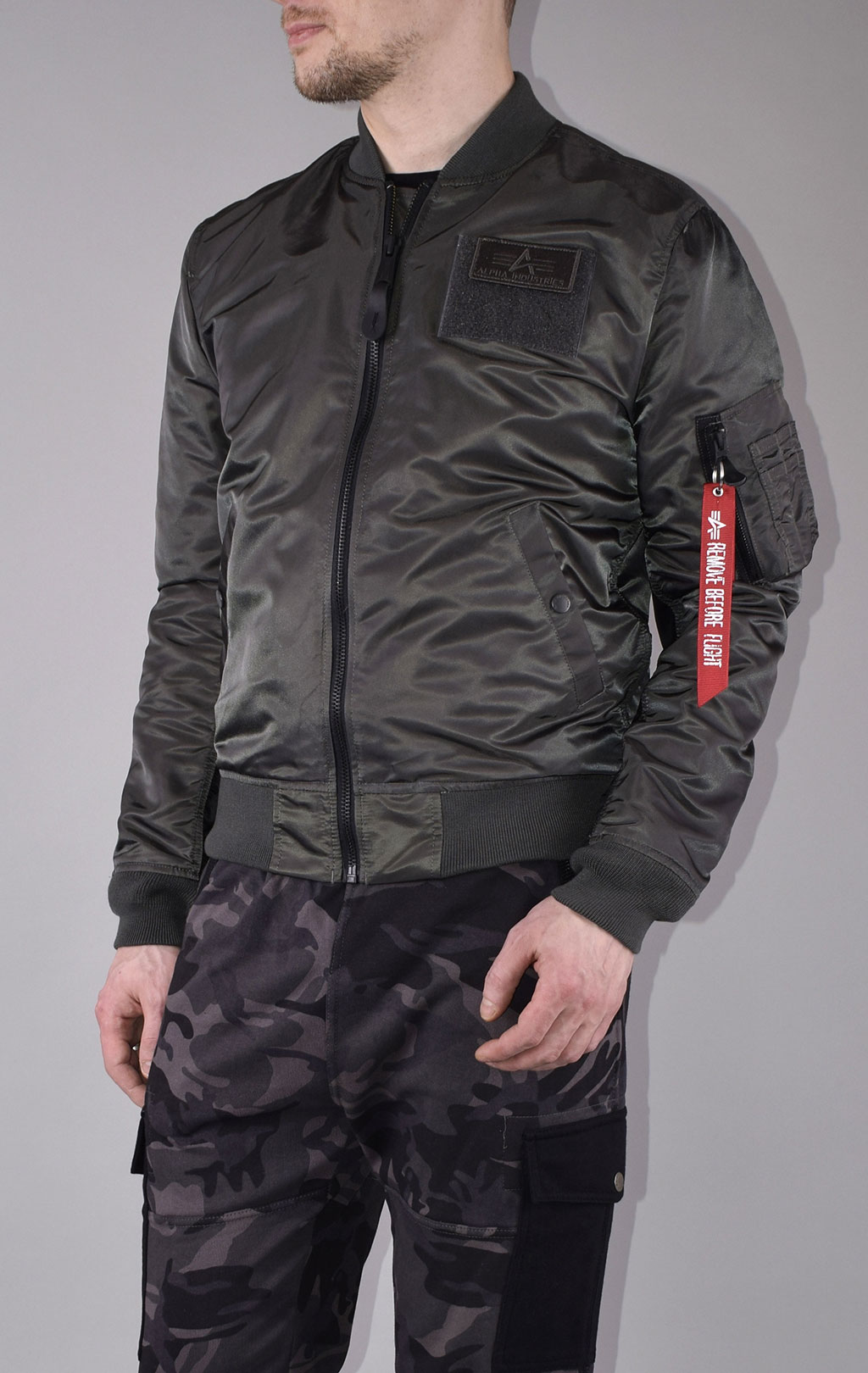 Ветровка-бомбер ALPHA INDUSTRIES TT CUSTOM MA-1 greyblack 