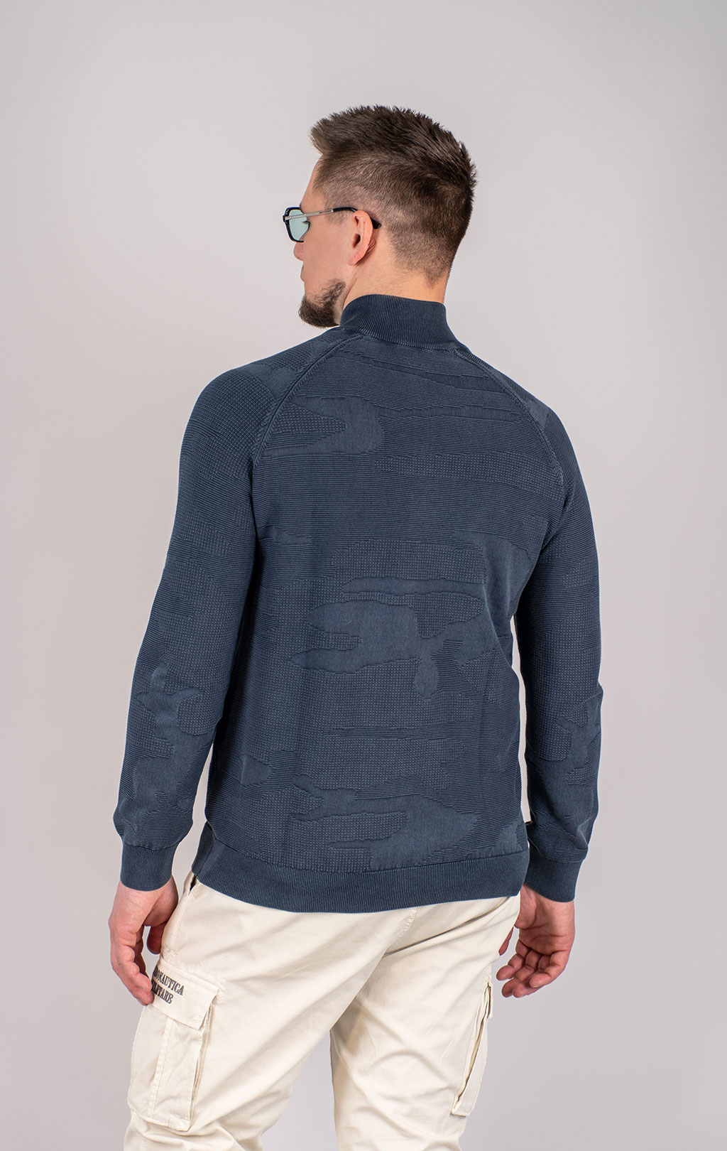 Свитер на молнии AERONAUTICA MILITARE SS 25 m/IN blue navy washed (MA 1501) 