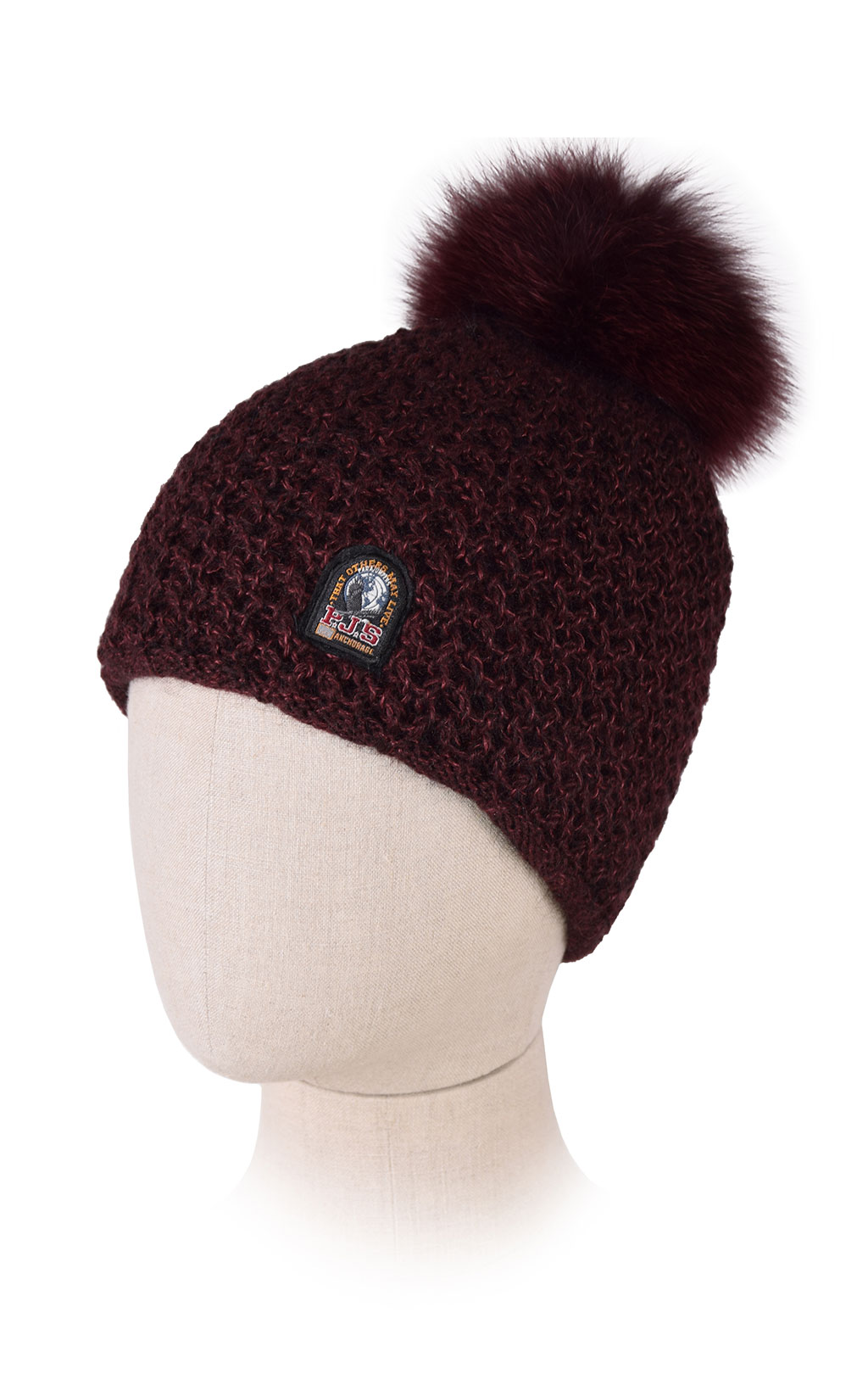 Женская шапка вязаная с помпоном PARAJUMPERS ELEGANCE HAT burgundy 