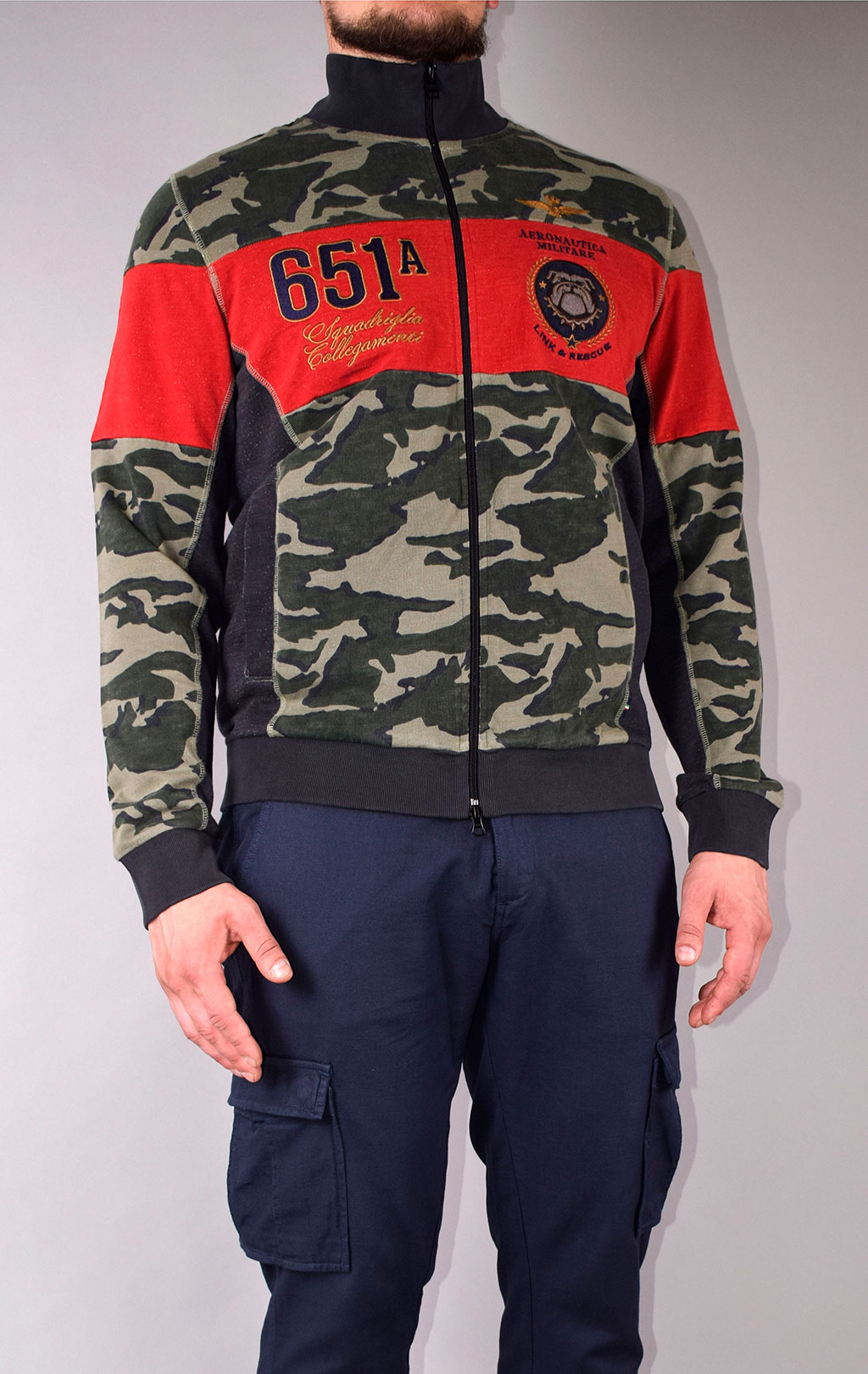 Толстовка AERONAUTICA MILITARE SS 20/IN camouflage/rosso/blue navy (FE 1489) 