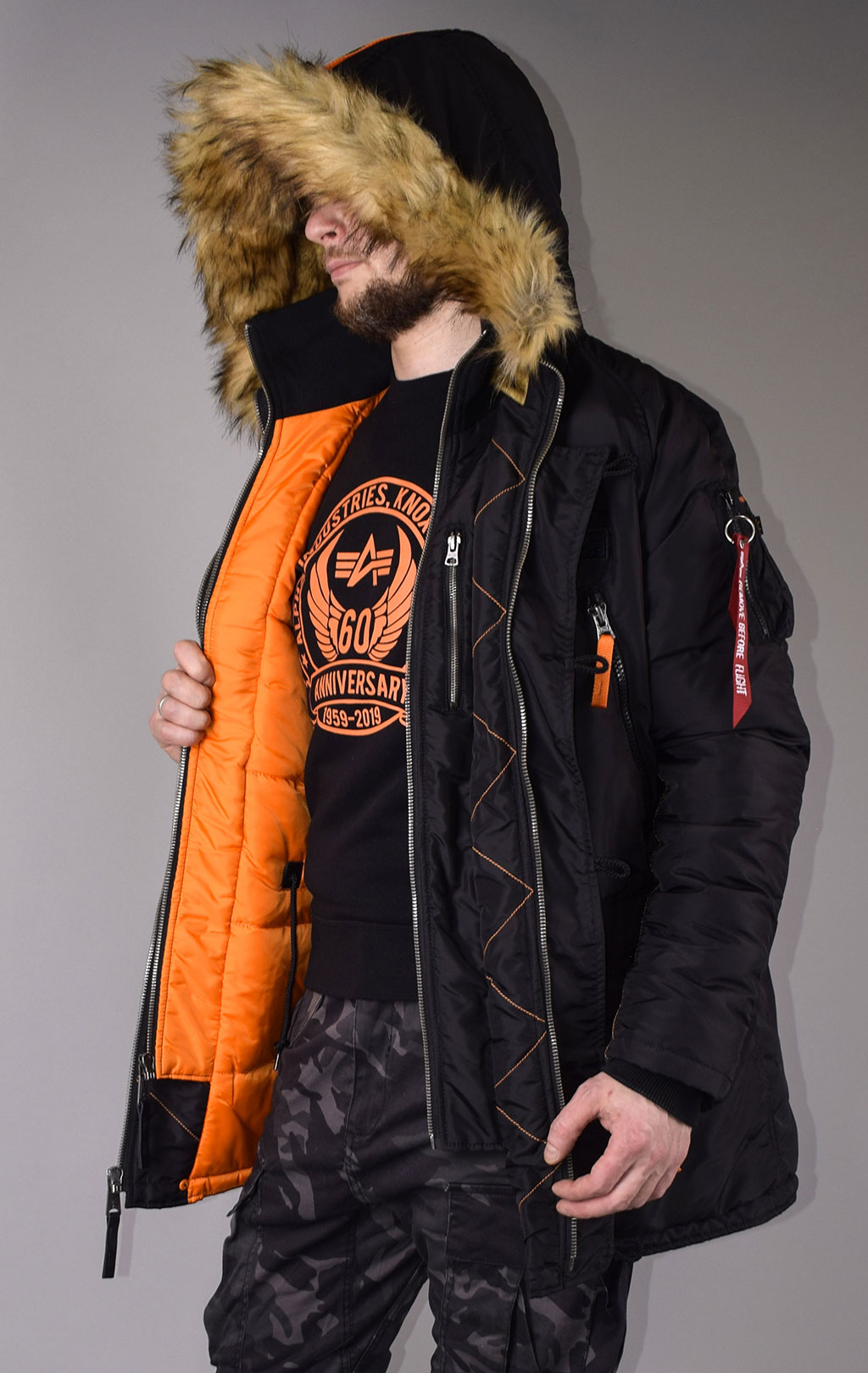 Аляска ALPHA INDUSTRIES PPS big size N-3B black/orange 