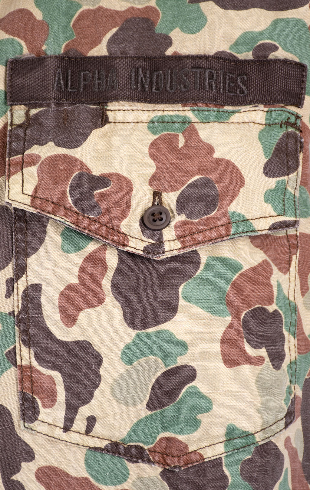 Ветровка-рубашка ALPHA INDUSTRIES SHORT SLEEVE WASHED FATIGUE SHIRT JACKET SS 24 m green frogskin camo 