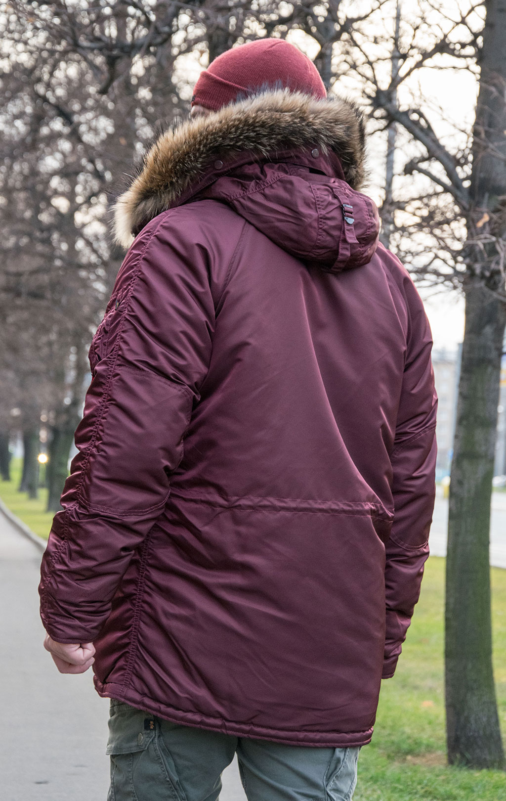 Аляска ALPHA INDUSTRIES SLIM FIT GEN-I N-3B натур. мех maroon/orange 