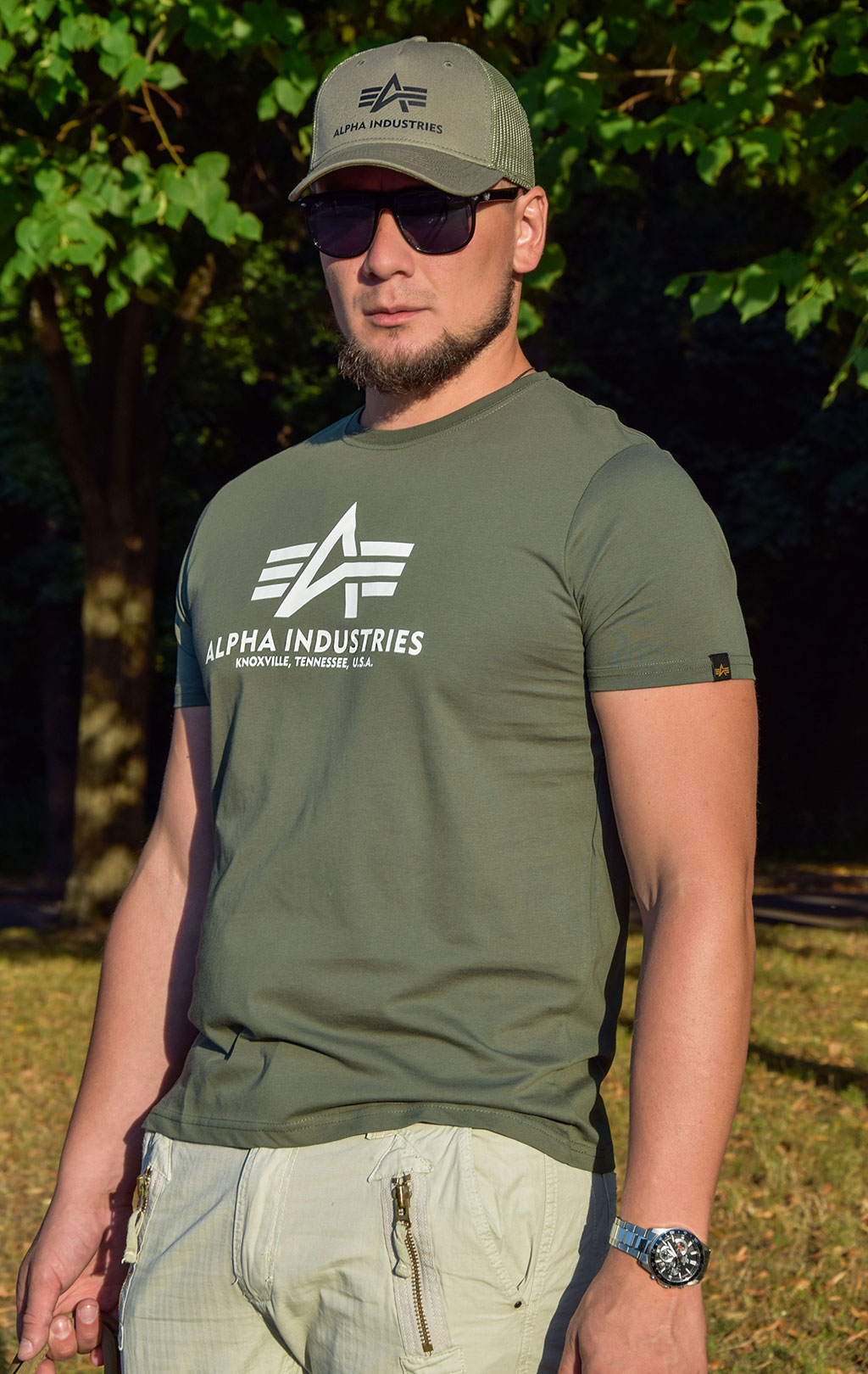 Футболка ALPHA INDUSTRIES BASIC T dark olive 