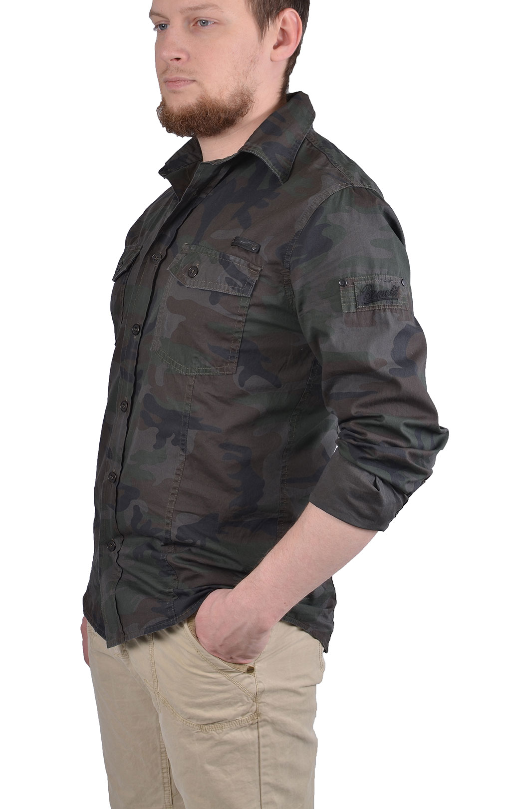 Рубашка BRANDIT Shirt Slim camo woodland 