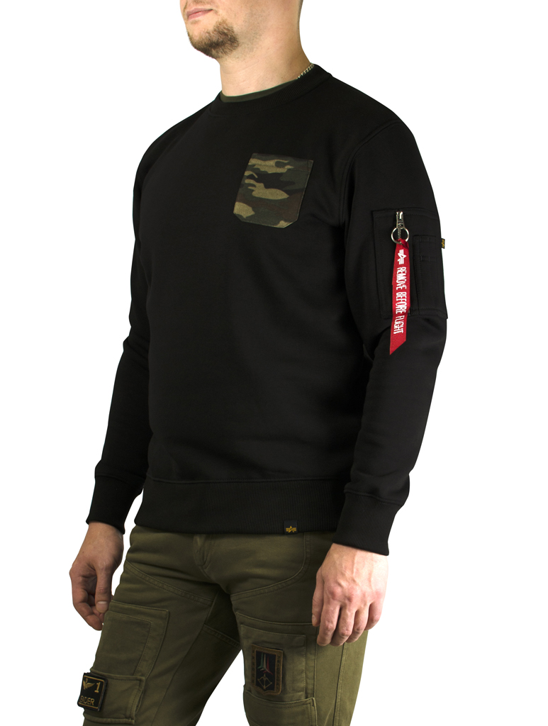 Свитшот ALPHA INDUSTRIES CAMO POCKET black 