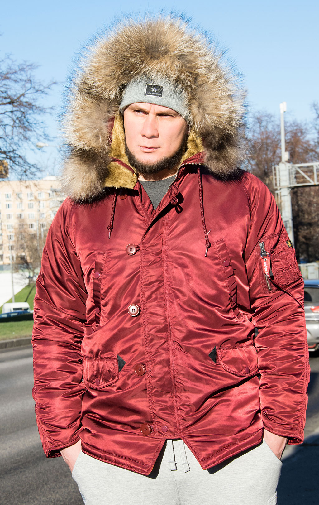 Аляска ALPHA INDUSTRIES VF 59 N-3B натур. мех burgundy 