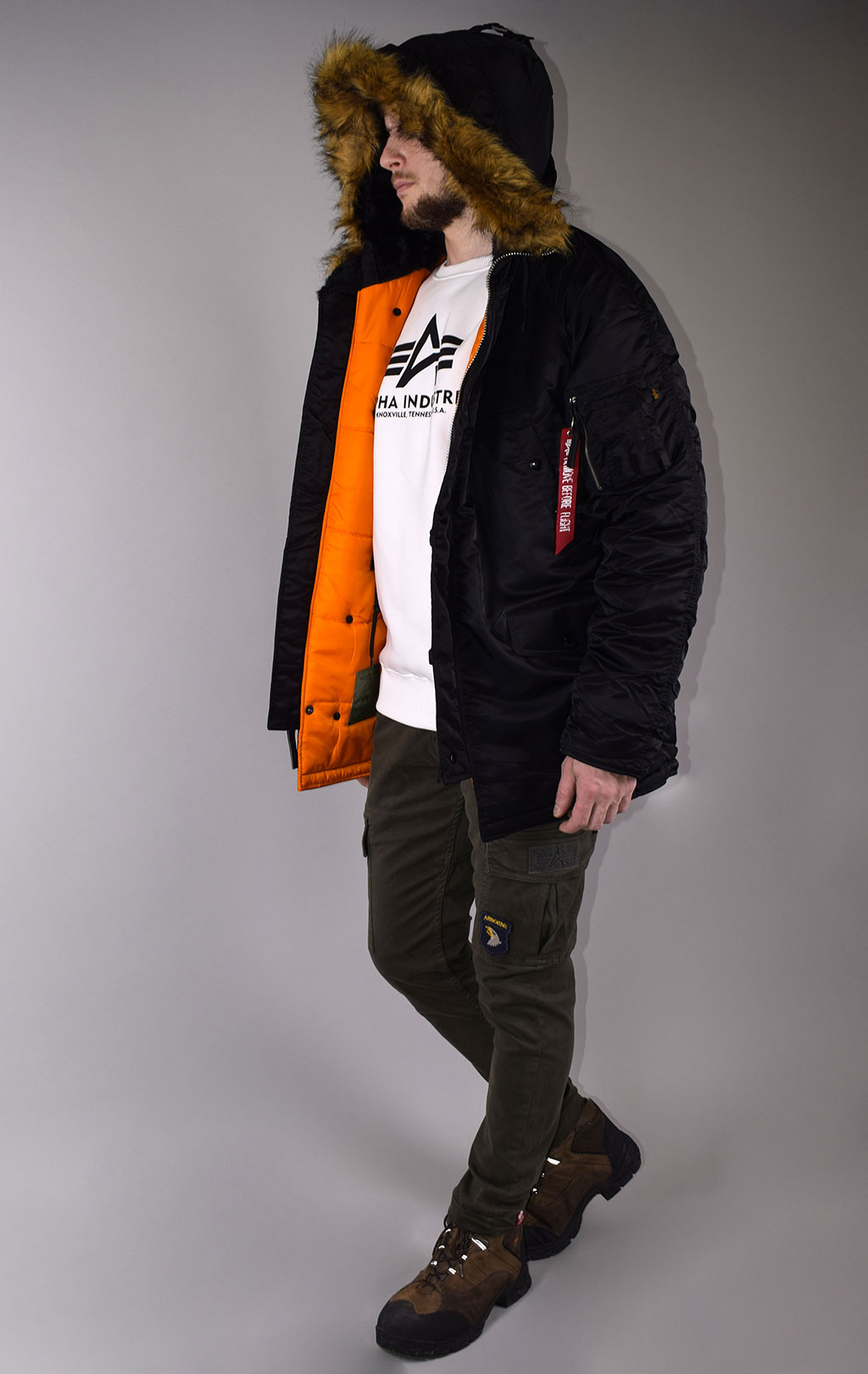 Аляска ALPHA INDUSTRIES SLIM FIT GEN-I N-3B black/orange 