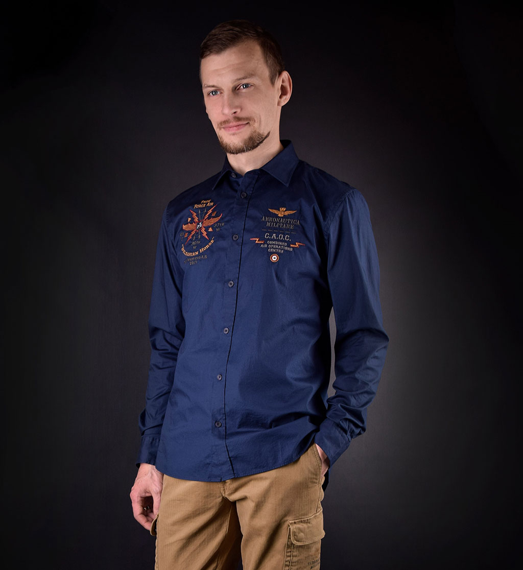 Рубашка AERONAUTICA MILITARE blue navy (CA 1071) 