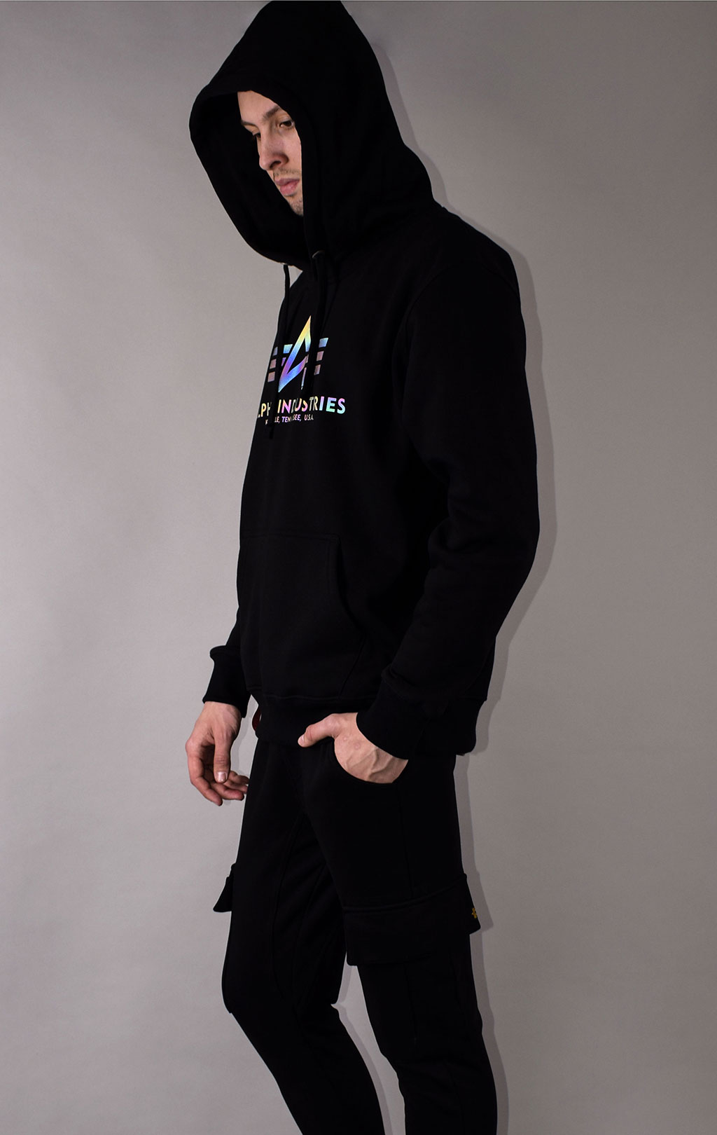 Толстовка ALPHA INDUSTRIES BASIC HOODY RAINBOW REF. PRINT black 