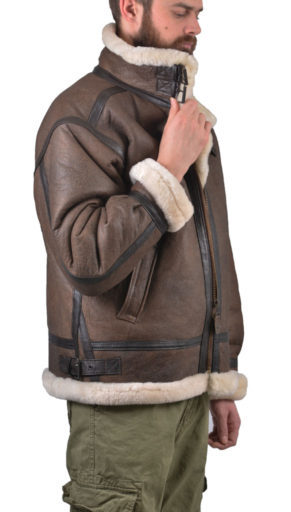 Куртка-пилот ALPHA INDUSTRIES SHERPA кожа brown 