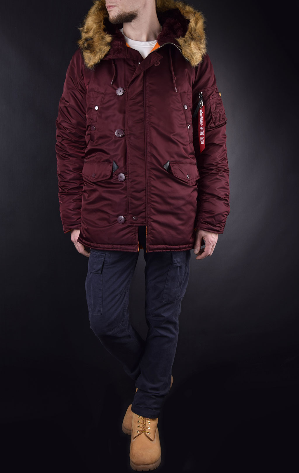 Аляска ALPHA INDUSTRIES SLIM FIT GEN-I N-3B maroon/orange 