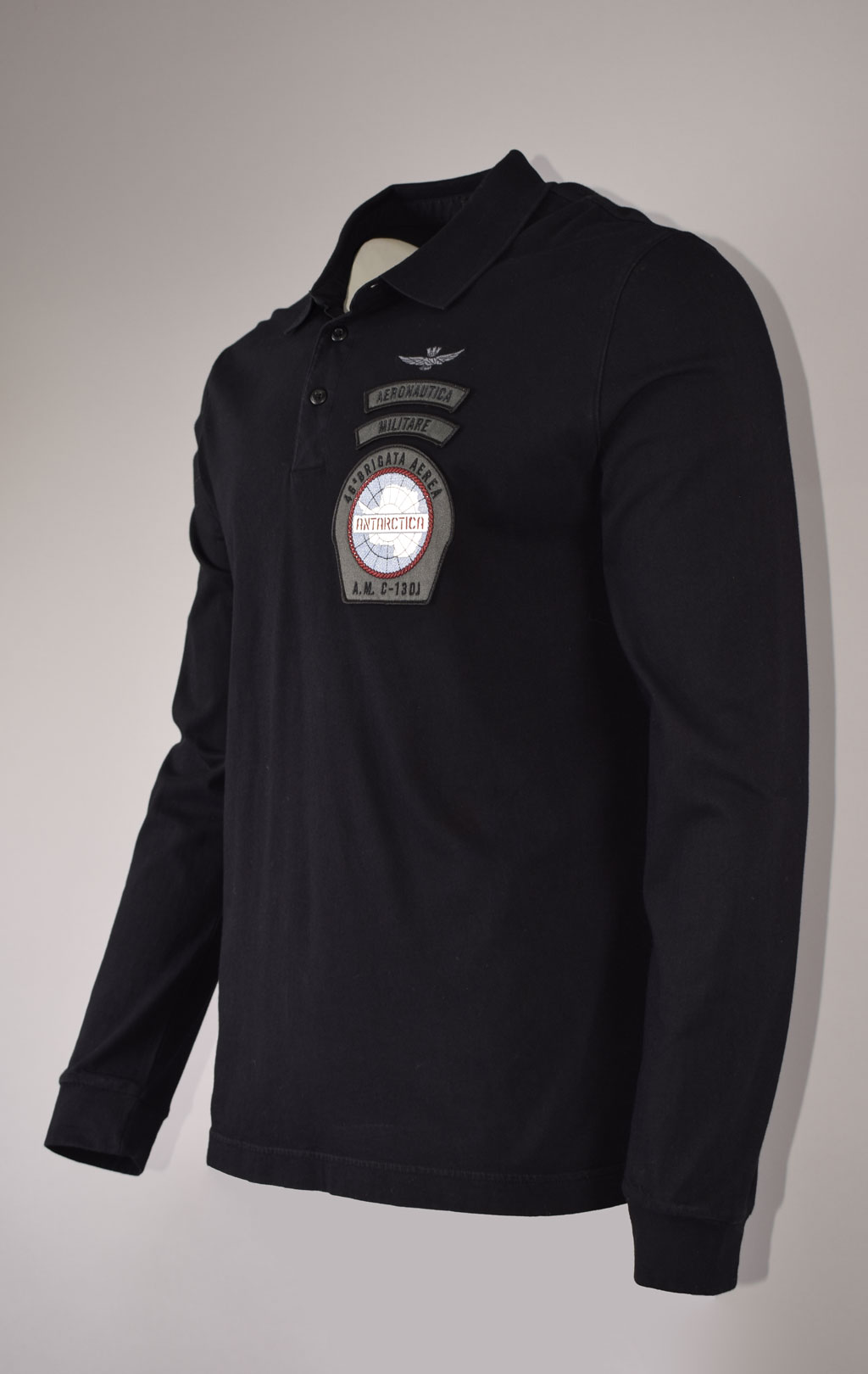 Поло-лонгслив AERONAUTICA MILITARE ANTARCTICA FW 23/24/IN jet black (PO 1738) 