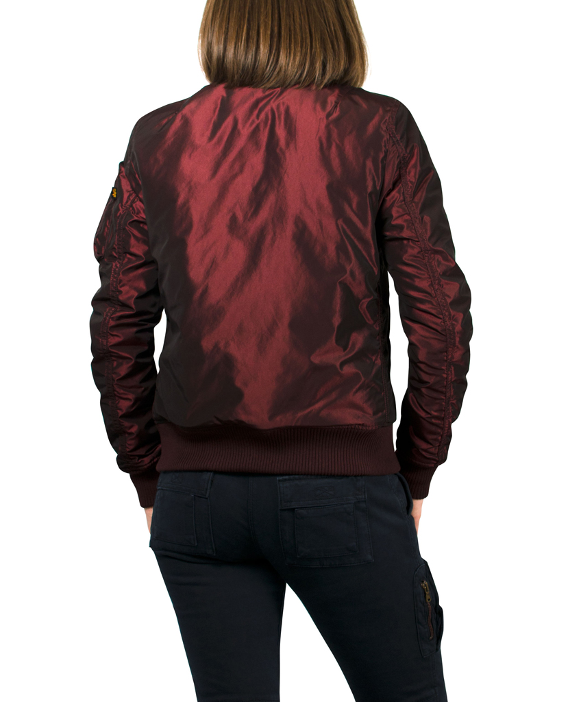 Женская куртка-бомбер лётная ALPHA INDUSTRIES VF PM IRIDIUM MA-1 burgundy 