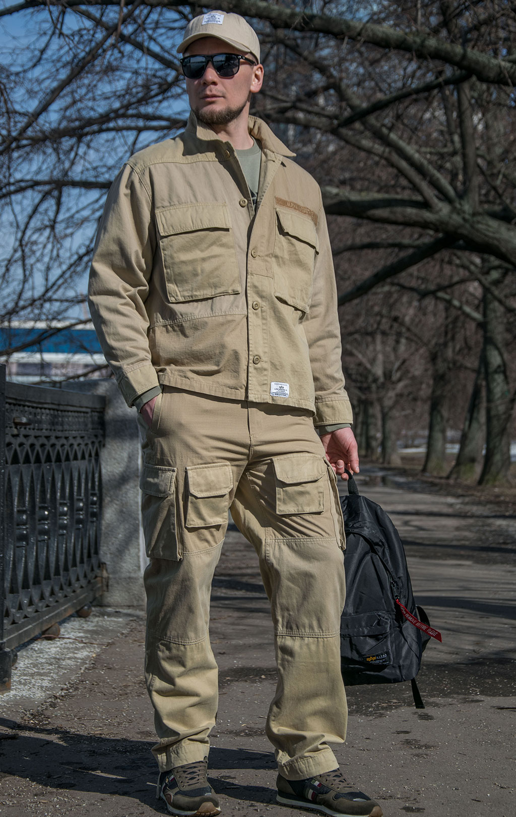 Брюки-карго ALPHA INDUSTRIES MIXED MEDIA CARGO PANT SS 23 vintage khaki 