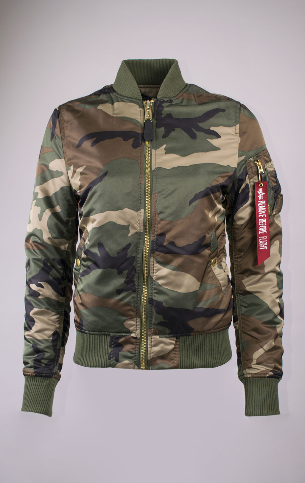 Женский бомбер ALPHA INDUSTRIES VF PM MA-1 camo woodland 65 