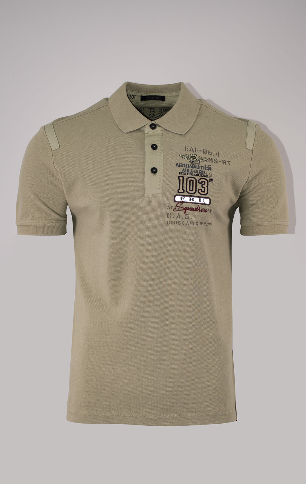 Футболка-поло AERONAUTICA MILITARE SS 24 m/TR sage green (PO 1782) 