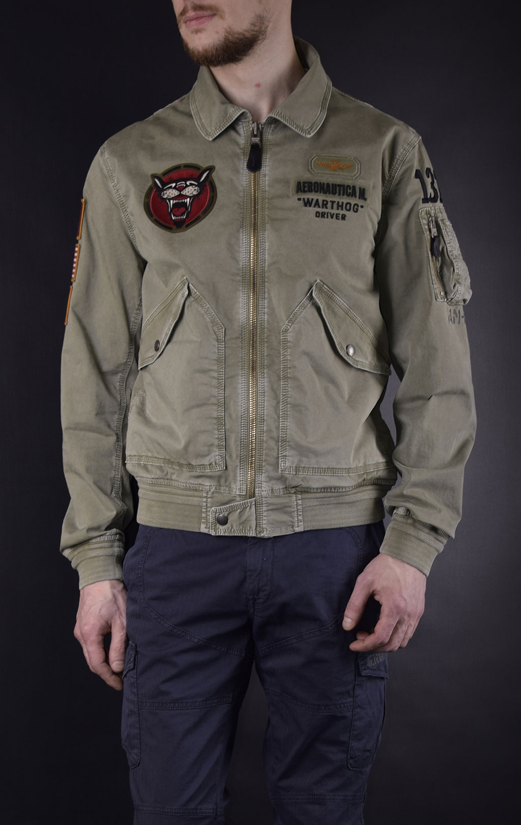 Ветровка-бомбер AERONAUTICA MILITARE SS19 salvia (AB 1752) 