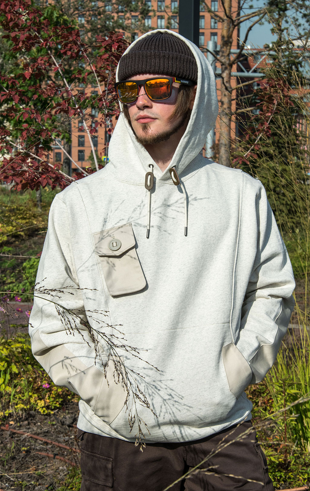 Толстовка ALPHA INDUSTRIES MIXED MEDIA HOODIE FW 23/24 limestone 