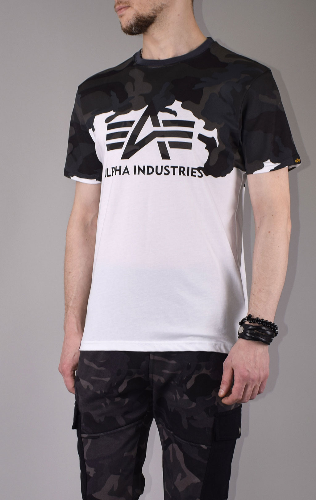 Футболка ALPHA INDUSTRIES LOST CAMO T black camo 