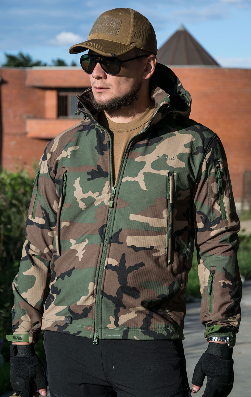 Куртка тактическая softshell Pentagon мембрана ARTAXES Soft Shell camo woodland 08011 