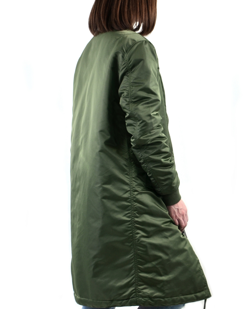 Женская куртка-бомбер удлинённая ALPHA INDUSTRIES MA-1 COAT sage green 