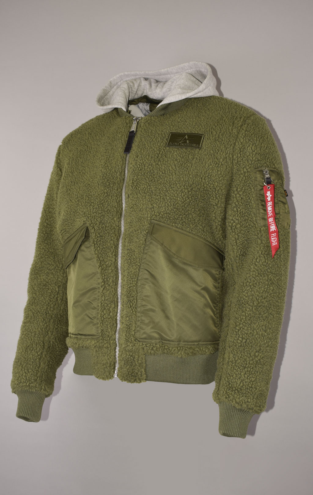 Куртка летная ALPHA INDUSTRIES ZIP HOODY TEDDY CWU sage green 