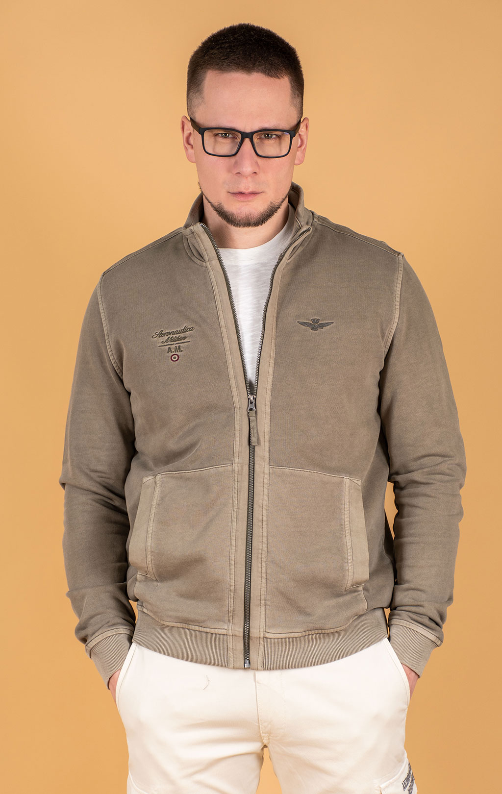 Олимпийка AERONAUTICA MILITARE SS 25 m/TR military olive washed (FE 1992) 