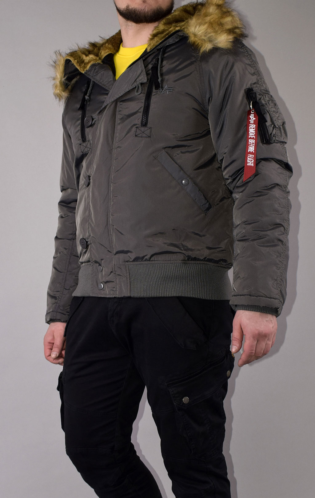 Аляска короткая ALPHA INDUSTRIES PPS N-2B grey black 