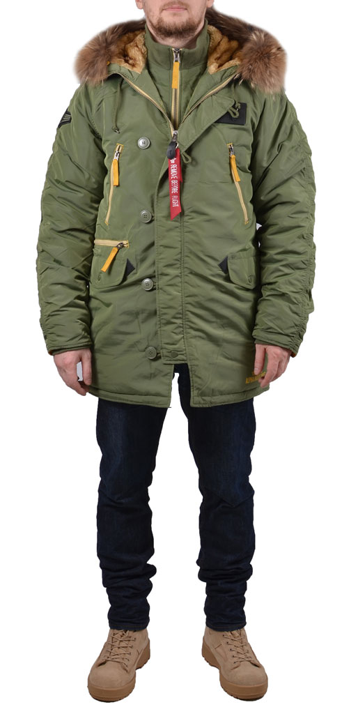 Аляска ALPHA INDUSTRIES INCLEMENT N-3B натур. мех green sage 