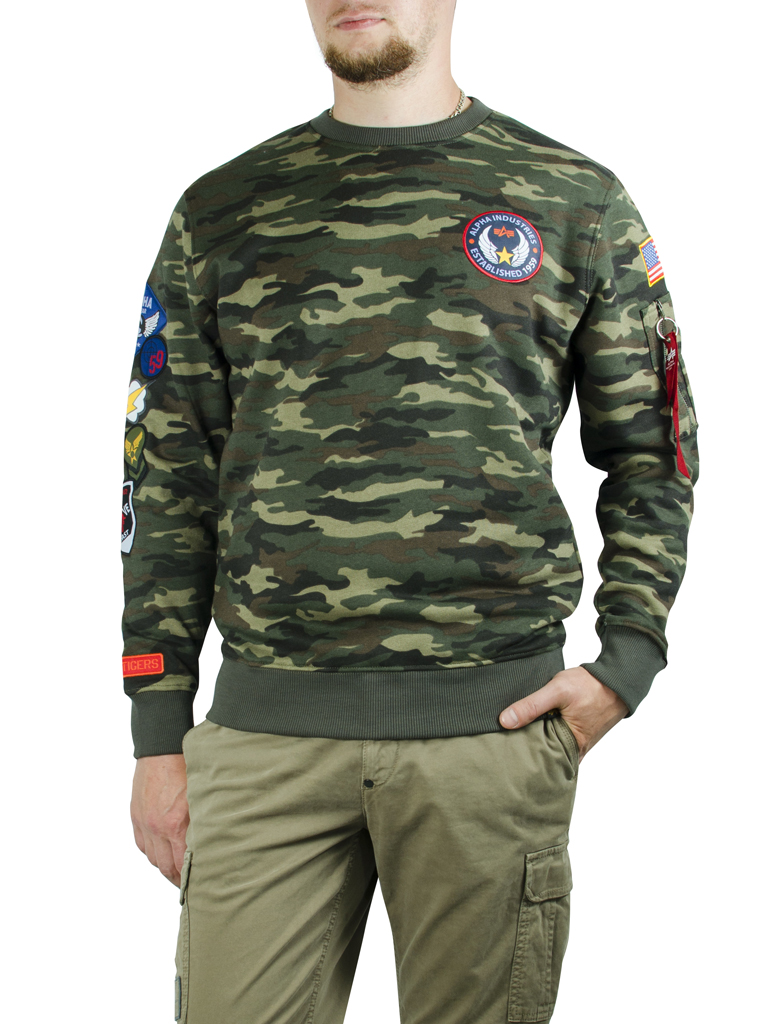 Свитшот ALPHA INDUSTRIES PATCH camo woodland 