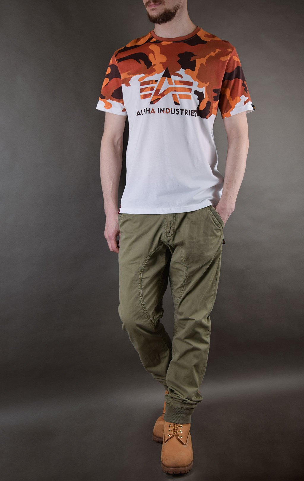 Футболка ALPHA INDUSTRIES LOST CAMO T orange camo 