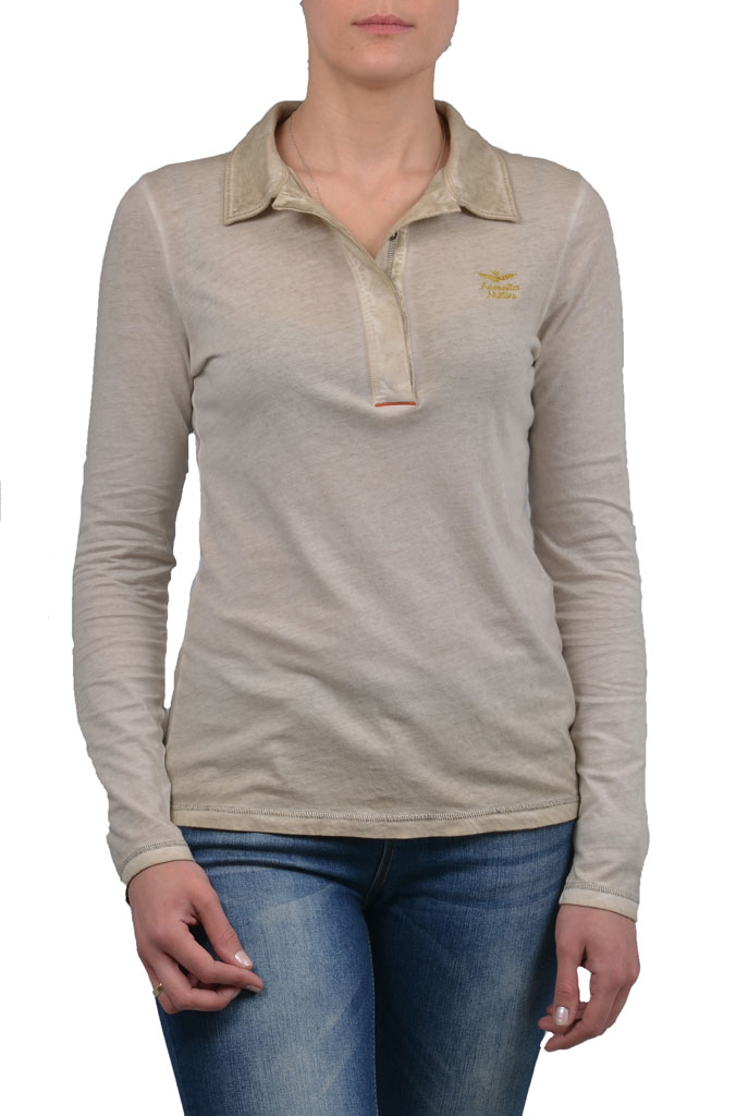 Женская футболка-поло AERONAUTICA MILITARE beige (DJ 154) 