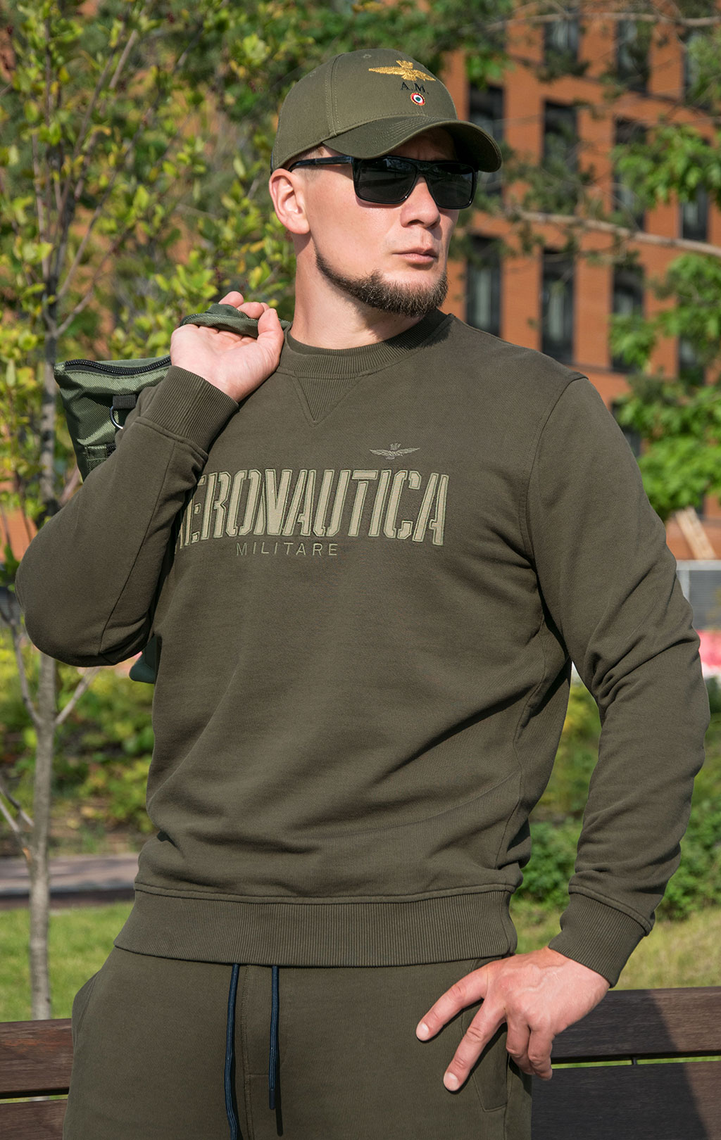 Свитшот AERONAUTICA MILITARE FW 23/24/TR off green (FE 1804) 