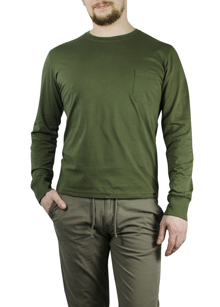 Лонгслив ALPHA INDUSTRIES SLEEVE PRINT dark green 