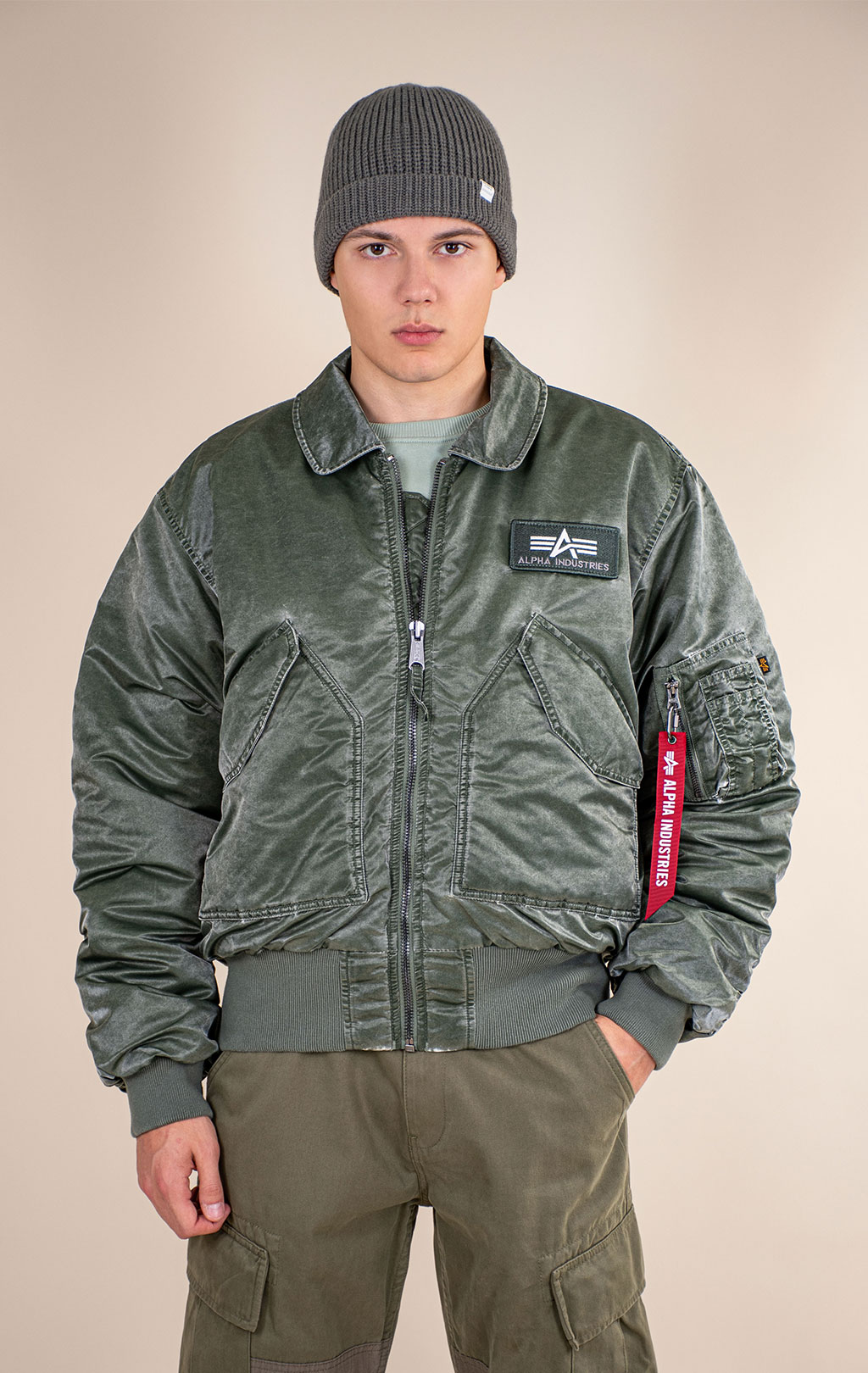 Куртка лётная ALPHA INDUSTRIES CWU 45/P HERITAGE FIT FLIGHT JACKET (BATTLEWASH) FW 26/27 deep forest 