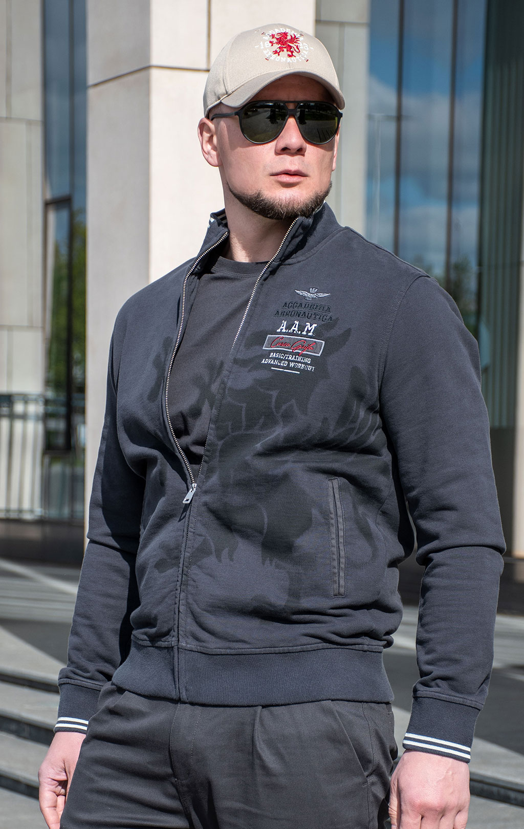 Олимпийка AERONAUTICA MILITARE GRIFO PRINT SS 24/TR anthracite grey (FE 1862) 