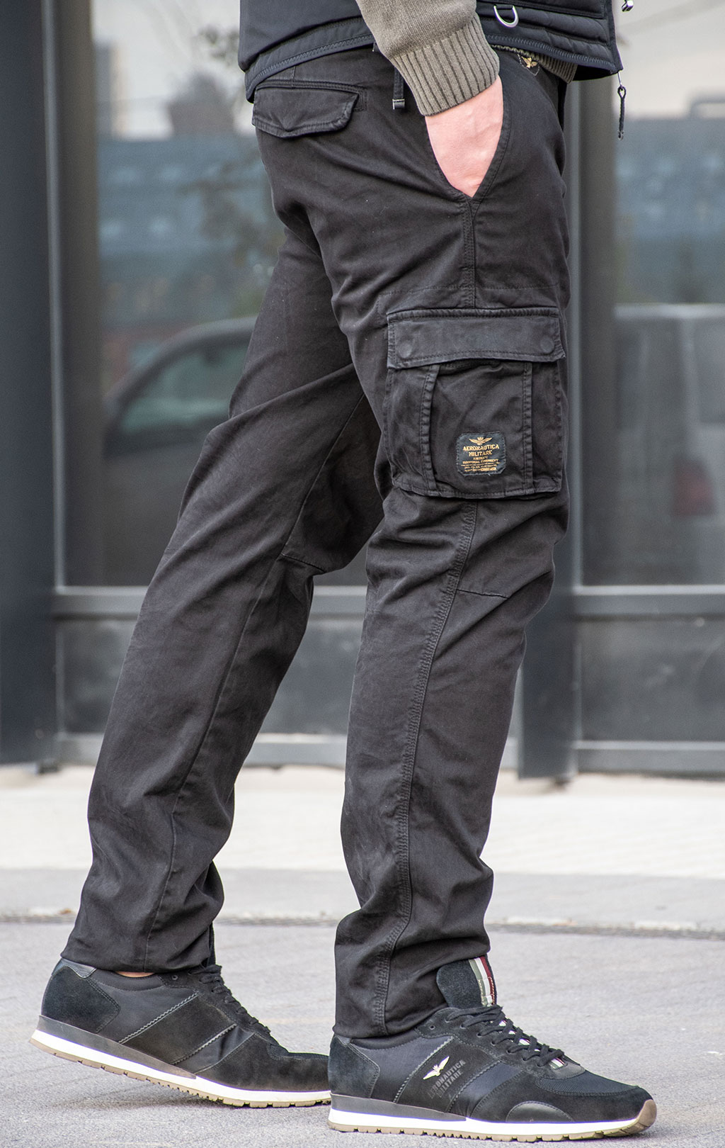 Брюки-карго AERONAUTICA MILITARE big size плотные FW 24/25/AL jet black (PA 1329) 