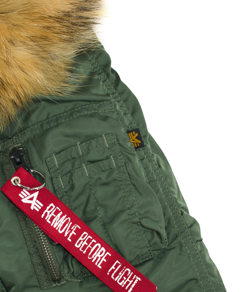 Женская аляска ALPHA INDUSTRIES VF 59 N-3B натур. мех sage green 