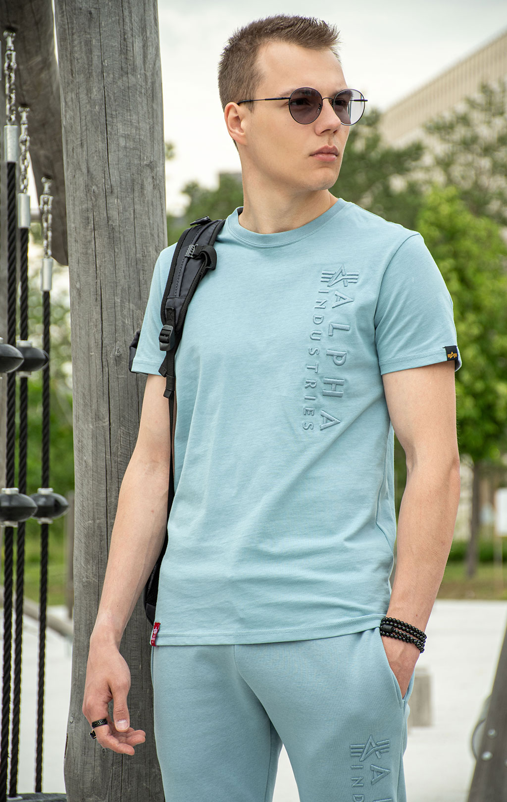 Футболка ALPHA INDUSTRIES EMB T greyblue 