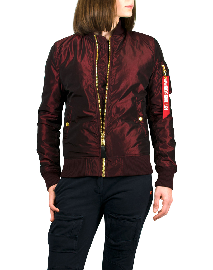 Женская куртка-бомбер лётная ALPHA INDUSTRIES VF PM IRIDIUM MA-1 burgundy 