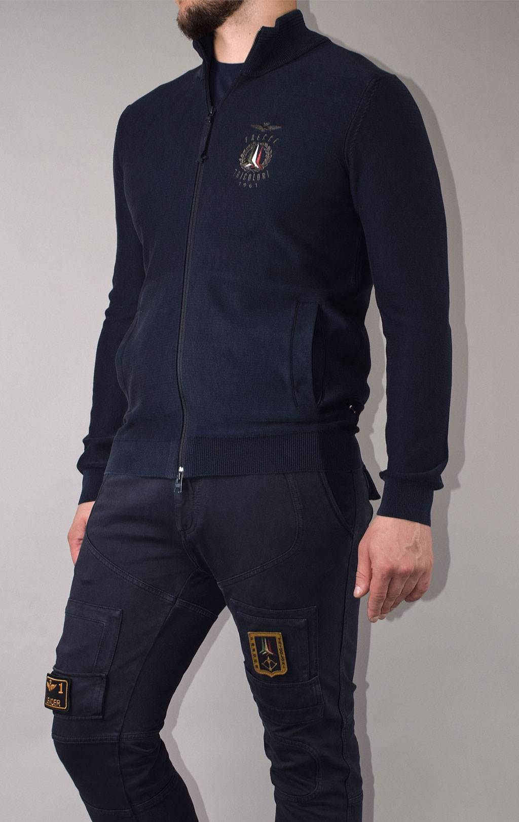 Толстовка вязаная AERONAUTICA MILITARE FW 20/21/IN blue navy (MA 1298) 