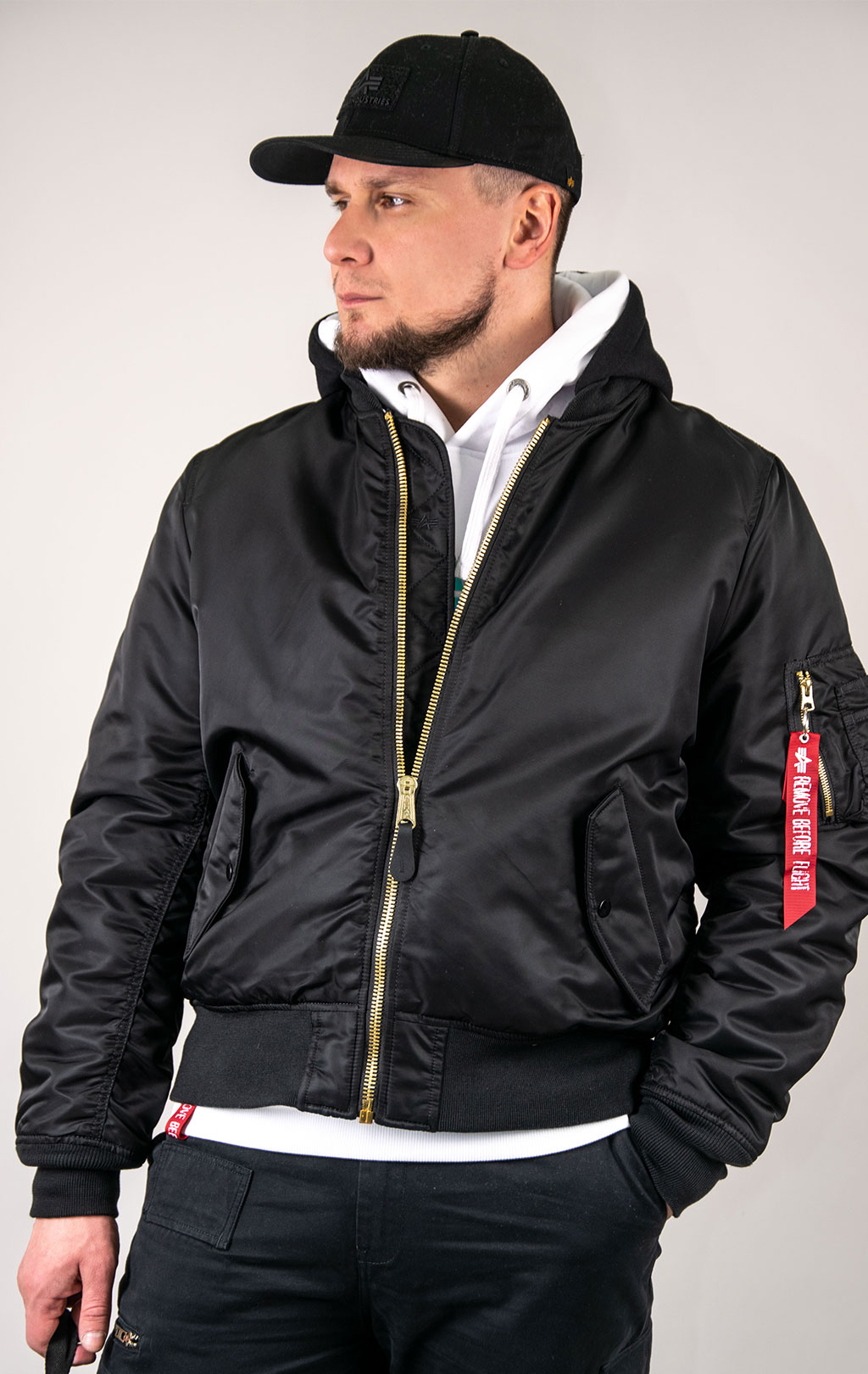 Куртка-бомбер ALPHA INDUSTRIES NATUS MA-1 FW 21/22 m black/new silver lining 