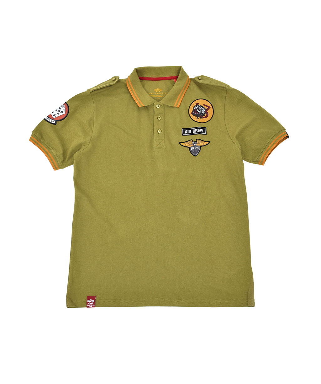 Футболка ALPHA INDUSTRIES AIR CREW POLO khaki green 