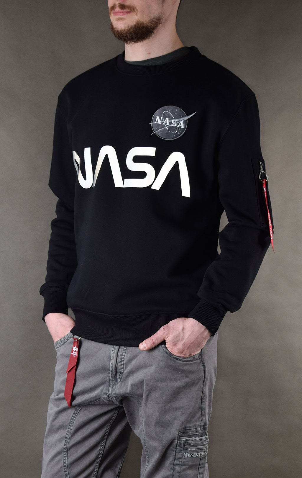 Свитшот ALPHA INDUSTRIES NASA reflective black 