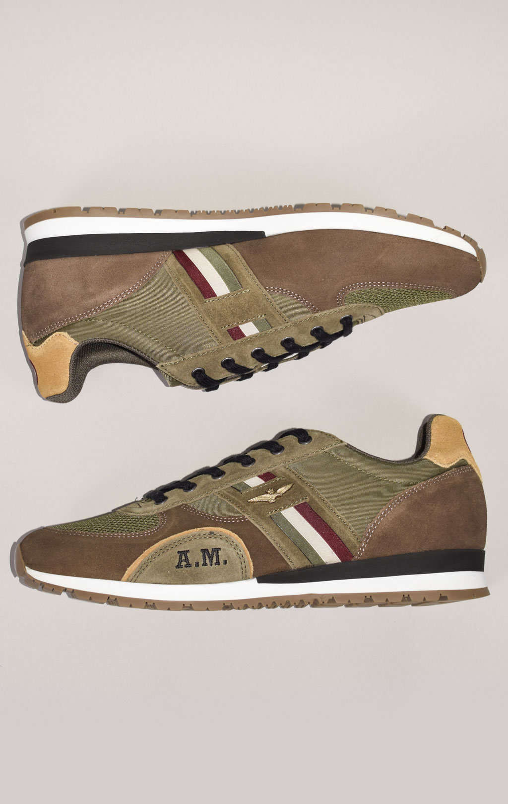 Кроссовки AERONAUTICA MILITARE FW 22/23 m/PT verde militare/marrone (SC 190) 
