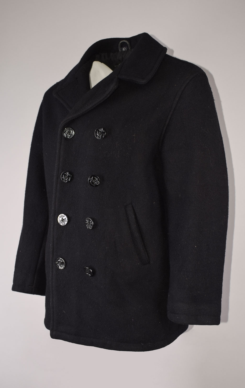 Бушлат морской Mind Boggler PEACOAT шерсть85/нейлон15 black б/у Индия