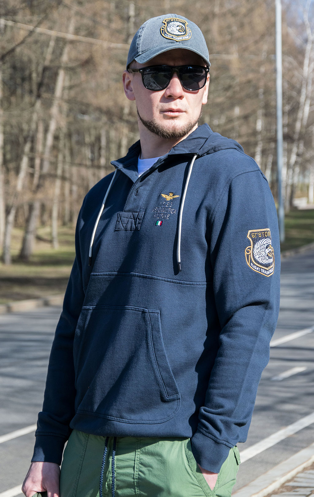 Толстовка с капюшоном AERONAUTICA MILITARE SS 23/TR blue black (FE 1750) 